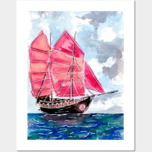 Red Sails Boat Posters and Art